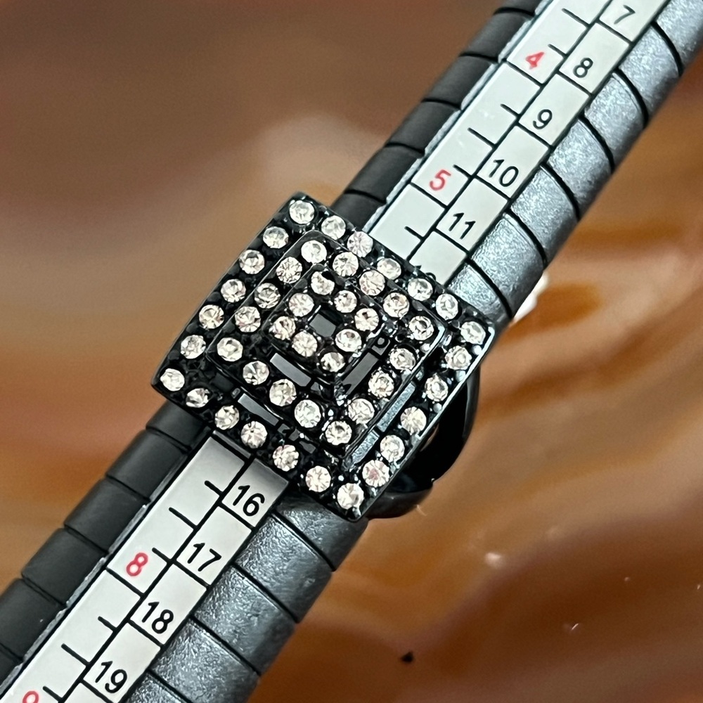 Black and Silver Rhinestone Ring